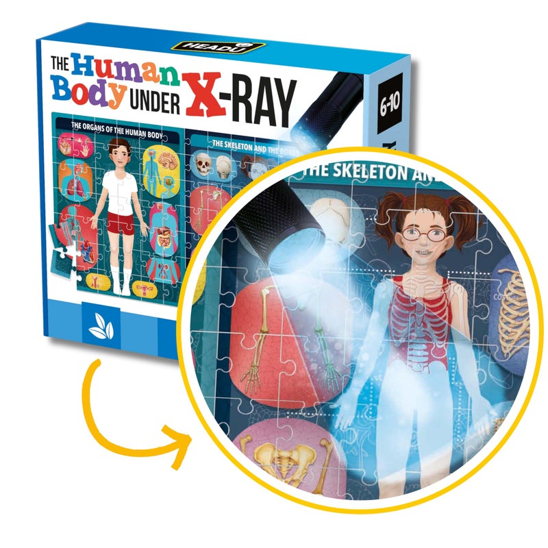 Headu The Human Body Under X-Ray â€“ Kids Learning Toys Ages 6-10, Educational STEM Toys for Ages 6 7 8 9 10 Year Old Boys Girls, Anatomy Puzzles, 1st Grade Learning Activities, Classroom Must Haves - Image 1